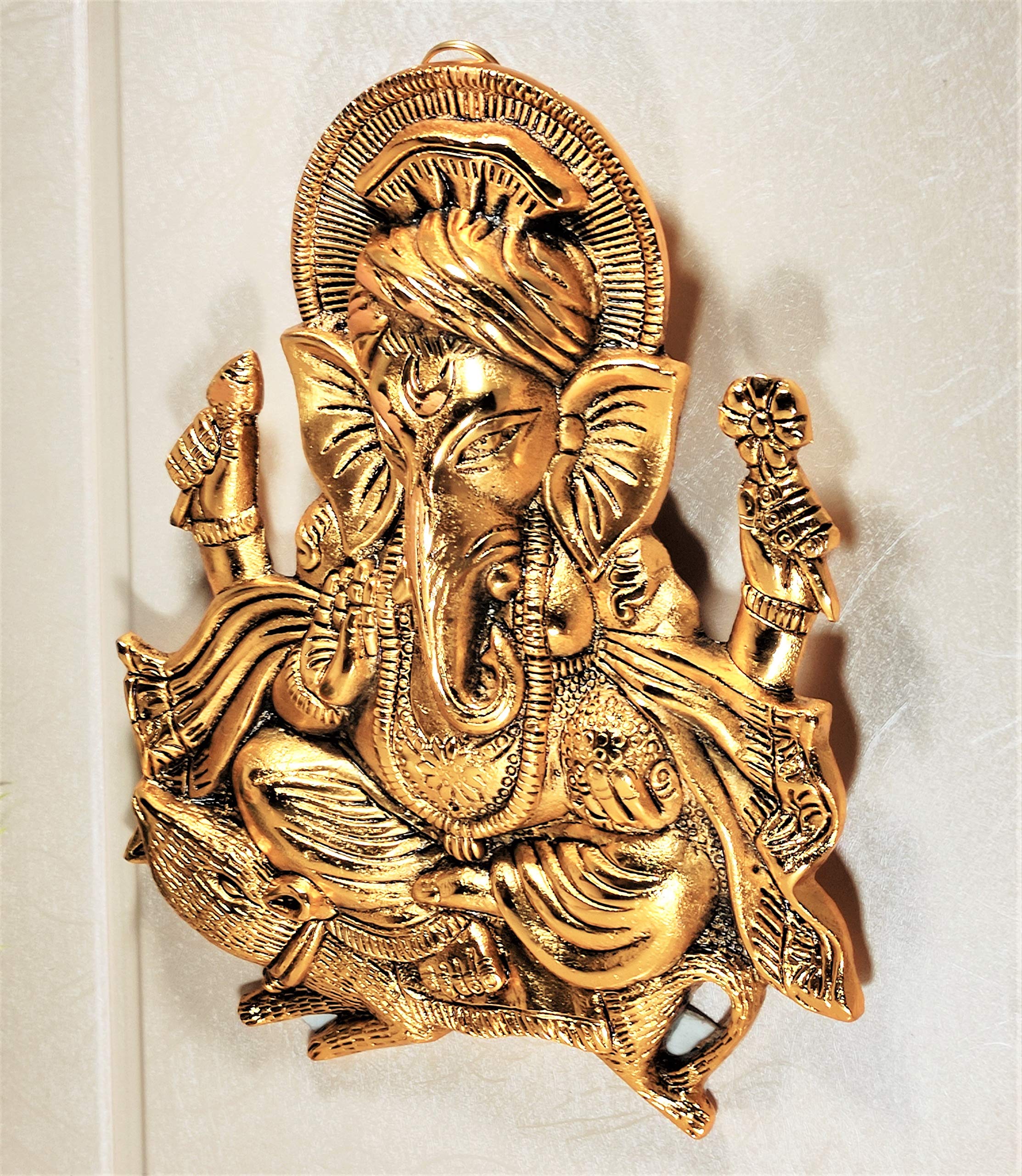 Dreamkraft Metal Ganesha Ji Statue, Ganpati Wall Hanging Sculpture Lord Ganesh Idol Lucky Feng Shui Wall Decor Your Home, Office
